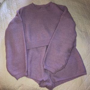 Nasty Gal Knit Lounge Set Crop Sweater and Shorts